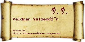 Valdman Valdemár névjegykártya